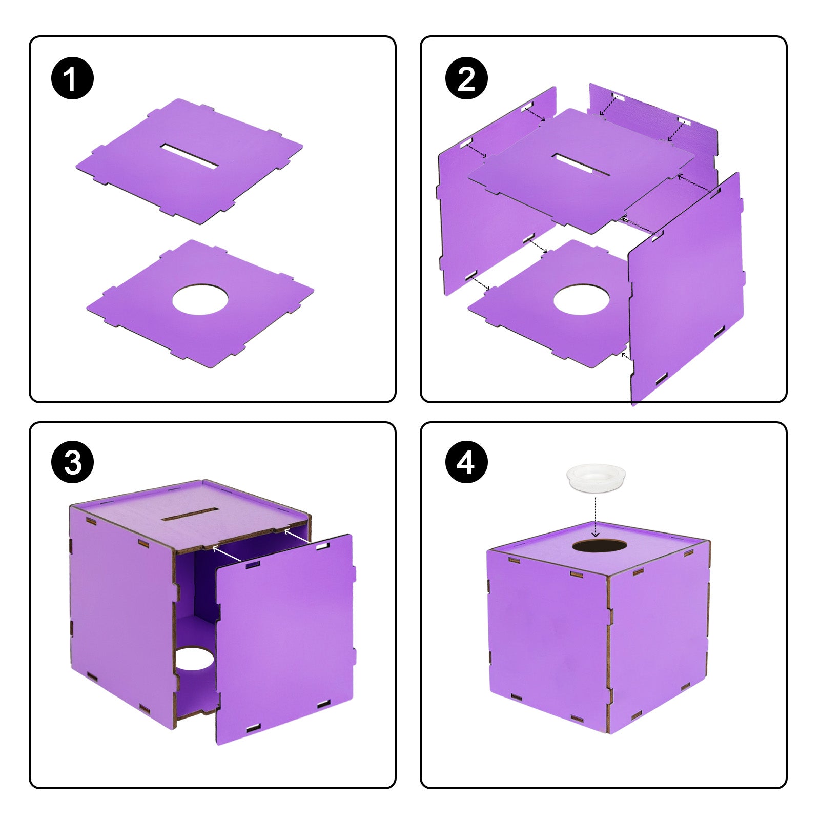 Wulijuan-Wooden Purple Piggy Bank Treasure Chest Money Coin Bank for Girls with Little Mermaid Wood Stickers