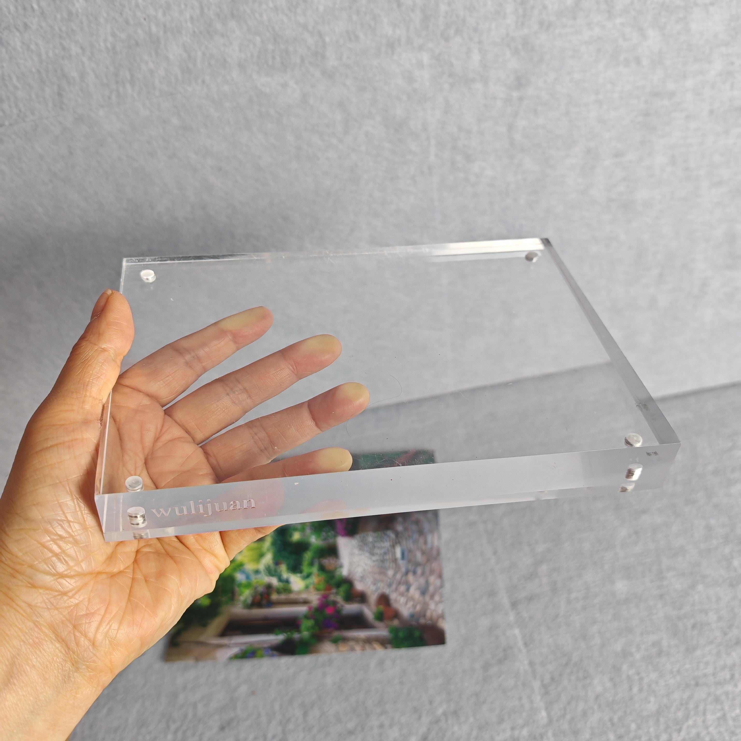 Wulijuan- 5x7 Magnetic Acrylic Picture Frame - Crystal Clear, Dual Sided Desk Display
