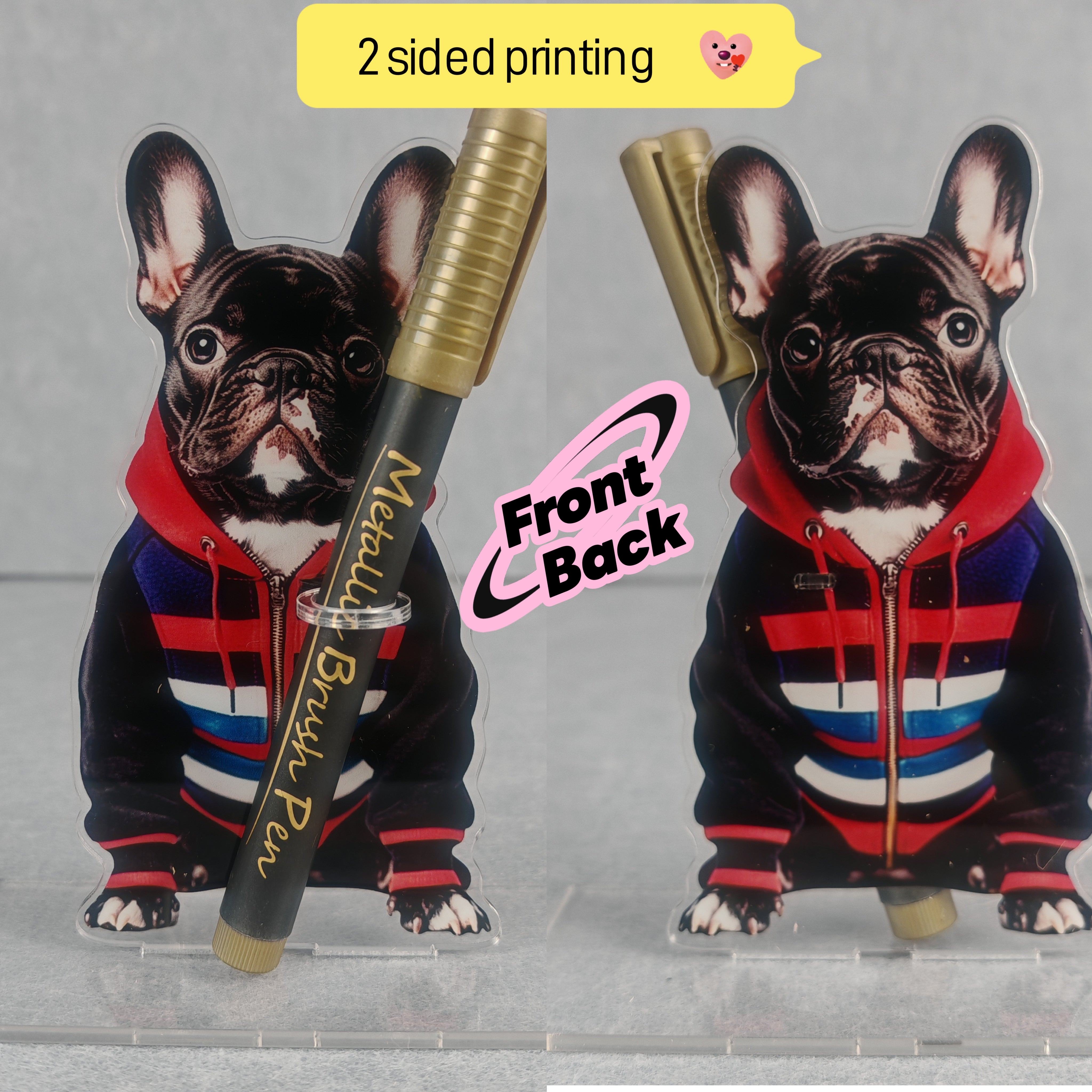 French Bulldog Pen Holder for Apple Pencil & Stylus | Ambidextrous Desk Organizer | Papa Long