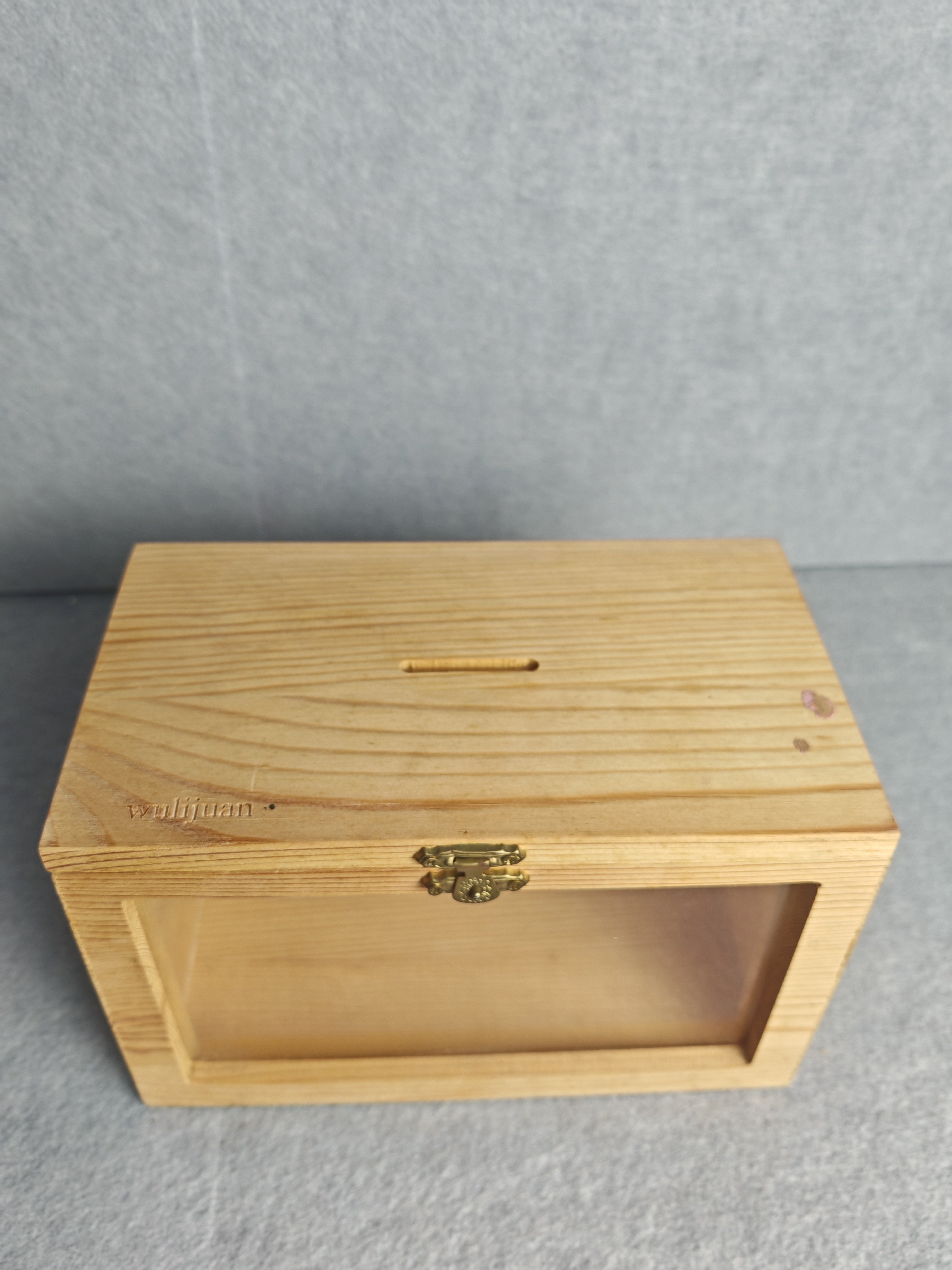 Wulijuan-Wooden Box, Rustic Wedding Card Box with Lock & Clear Window, Keepsake Memory Box for Wedding Reception, Bridal Shower, Birthday, Graduation